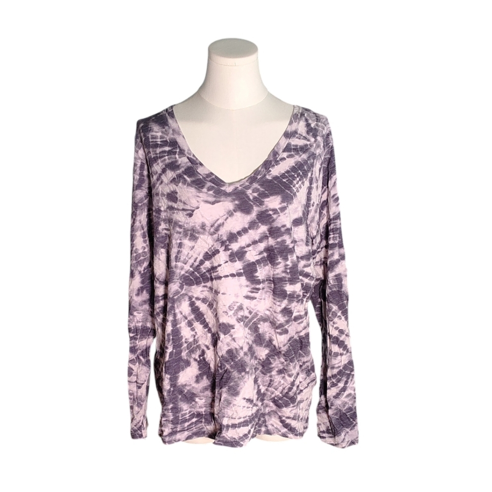 Sonoma Everyday Purple and White Tie Dye Long Sleeve Tee Size Extra Large